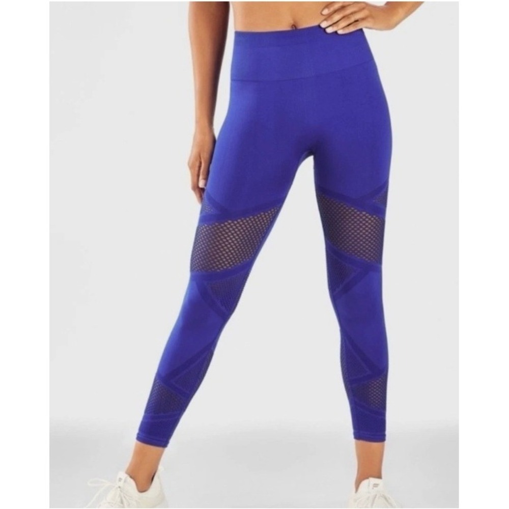 Fabletics Mosaic High-Waisted Cutout Leggings Womens S Royal Blue Workout Yoga